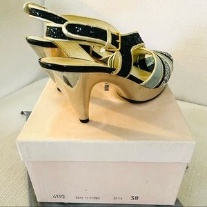 RARE MIU MIU Collection Gold Mirror Metallic Heels, 39.5